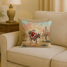 Load image into Gallery viewer, Santa Claus Riding a Burro Christmas Throw Pillow
