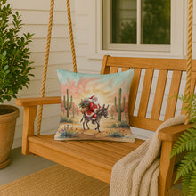 Load image into Gallery viewer, Santa Claus Riding a Burro Christmas Throw Pillow
