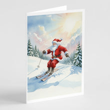 Load image into Gallery viewer, Santa Claus Skiing Downhill Christmas Greeting Cards Pack of 8
