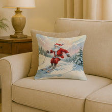 Load image into Gallery viewer, Santa Claus Skiing Downhill Christmas Throw Pillow