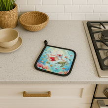 Load image into Gallery viewer, Santa Claus Snorkeling with a Sea Turtle Christmas Pair of Pot Holders