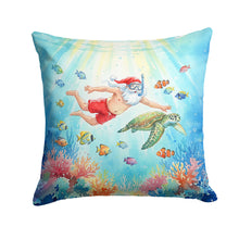 Load image into Gallery viewer, Santa Claus Snorkeling with a Sea Turtle Christmas Throw Pillow