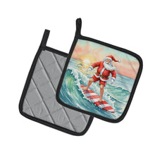 Load image into Gallery viewer, Santa Claus Surfing Christmas Morning Christmas Pair of Pot Holders