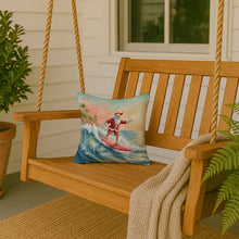 Load image into Gallery viewer, Santa Claus Surfing the Pacific Christmas Throw Pillow