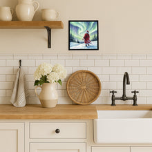 Load image into Gallery viewer, Santa Claus Watching the Northern Lights Christmas Framed Metal Print