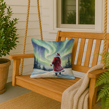 Load image into Gallery viewer, Santa Claus Watching the Northern Lights Christmas Throw Pillow