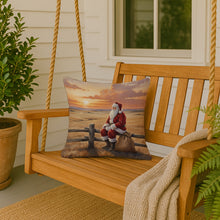 Load image into Gallery viewer, Santa Claus Watching the Sunset on the Prairie Christmas Throw Pillow