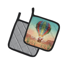 Load image into Gallery viewer, Santa Claus with a Hot-Air Balloon Christmas Pair of Pot Holders