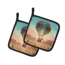 Load image into Gallery viewer, Santa Claus with a Hot-Air Balloon Christmas Pair of Pot Holders