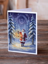 Load image into Gallery viewer, Santa Claus with a Lantern in the Woods Christmas Greeting Cards Pack of 8
