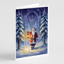 Load image into Gallery viewer, Santa Claus with a Lantern in the Woods Christmas Greeting Cards Pack of 8