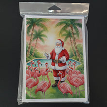 Load image into Gallery viewer, Santa Claus with Flamingos Christmas Greeting Cards Pack of 8