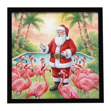 Load image into Gallery viewer, Santa Claus with Flamingos Christmas Framed Metal Print