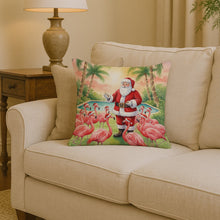 Load image into Gallery viewer, Santa Claus with Flamingos Christmas Throw Pillow