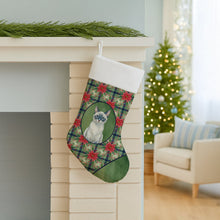 Load image into Gallery viewer, Blue Point Cat with Poinsettias Holiday Stocking