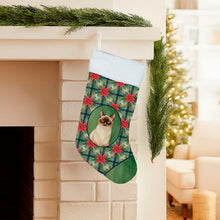 Load image into Gallery viewer, Chocolate Point Cat with Poinsettias Holiday Stocking