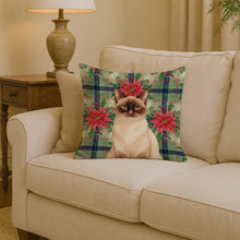 Load image into Gallery viewer, Chocolate Point Cat with Poinsettias Throw Pillow