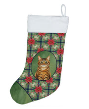Load image into Gallery viewer, Classic Tabby Brown Cat with Poinsettias Holiday Stocking