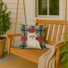 Load image into Gallery viewer, Cream Point Cat with Poinsettias Throw Pillow