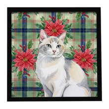 Load image into Gallery viewer, Dilute Calico Cat with Poinsettias Framed Metal Print