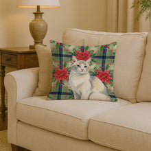 Load image into Gallery viewer, Dilute Calico Cat with Poinsettias Throw Pillow