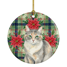 Load image into Gallery viewer, Dilute Tortoiseshell Cat with Poinsettias Ceramic Ornament