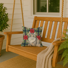 Load image into Gallery viewer, Dilute Tortoiseshell Cat with Poinsettias Throw Pillow