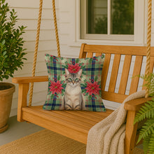 Load image into Gallery viewer, Lynx Point Tabby Cat with Poinsettias Throw Pillow