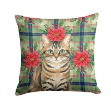 Load image into Gallery viewer, Mackerel Tabby Brown Cat with Poinsettias Throw Pillow