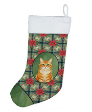 Load image into Gallery viewer, Orange Classic Tabby Cat with Poinsettias Holiday Stocking