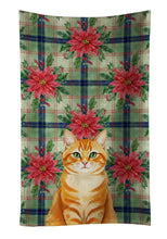 Load image into Gallery viewer, Orange Classic Tabby Cat with Poinsettias Kitchen Towel