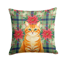 Load image into Gallery viewer, Orange Classic Tabby Cat with Poinsettias Throw Pillow