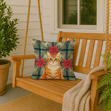 Load image into Gallery viewer, Orange Classic Tabby Cat with Poinsettias Throw Pillow