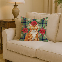 Load image into Gallery viewer, Orange Mackerel Tabby Cat with Poinsettias Throw Pillow