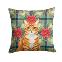 Load image into Gallery viewer, Orange Mackerel Tabby Cat with Poinsettias Throw Pillow