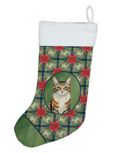 Load image into Gallery viewer, Patched Tabby Cat with Poinsettias Holiday Stocking