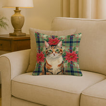Load image into Gallery viewer, Patched Tabby Cat with Poinsettias Throw Pillow