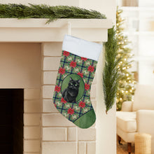 Load image into Gallery viewer, Persian Black Cat with Poinsettias Holiday Stocking