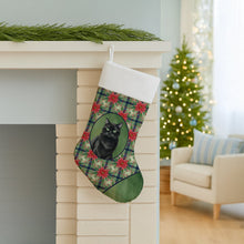 Load image into Gallery viewer, Persian Black Cat with Poinsettias Holiday Stocking