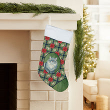 Load image into Gallery viewer, Persian Blue Cat with Poinsettias Holiday Stocking