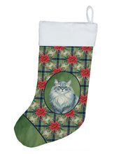 Load image into Gallery viewer, Persian Blue Cat with Poinsettias Holiday Stocking
