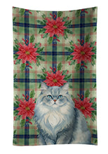 Load image into Gallery viewer, Persian Blue Cat with Poinsettias Kitchen Towel