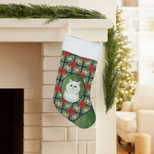 Load image into Gallery viewer, Persian White Cat with Poinsettias Holiday Stocking