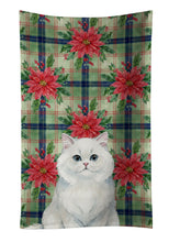Load image into Gallery viewer, Persian White Cat with Poinsettias Kitchen Towel