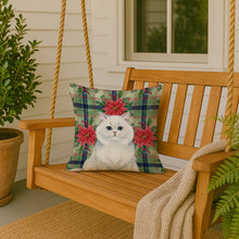 Load image into Gallery viewer, Persian White Cat with Poinsettias Throw Pillow