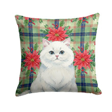 Load image into Gallery viewer, Persian White Cat with Poinsettias Throw Pillow