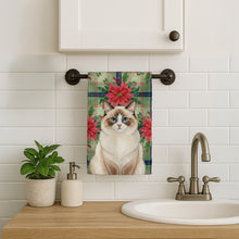 Load image into Gallery viewer, Ragdoll Bicolor Cat with Poinsettias Kitchen Towel