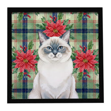 Load image into Gallery viewer, Ragdoll Blue Point Cat with Poinsettias Framed Metal Print