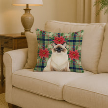Load image into Gallery viewer, Ragdoll Seal Point Cat with Poinsettias Throw Pillow