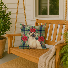 Load image into Gallery viewer, Seal Point Cat with Poinsettias Throw Pillow